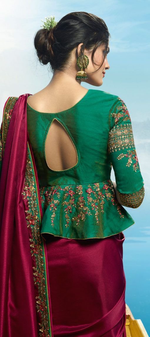 green designer blouse design