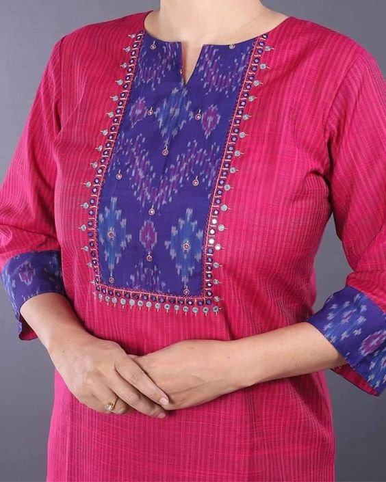 pink and blue combination kurti