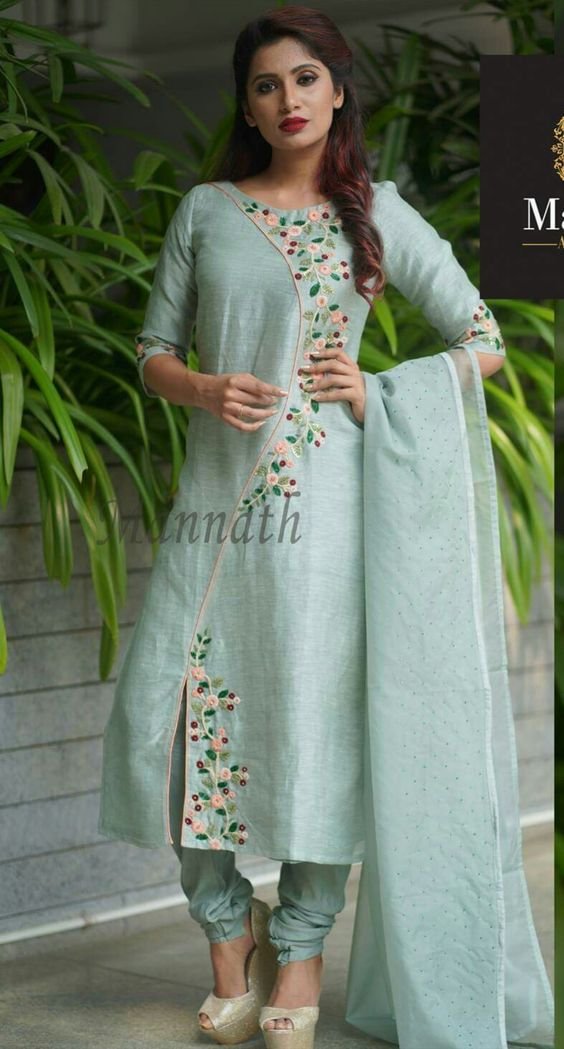 designer ash color kurti design