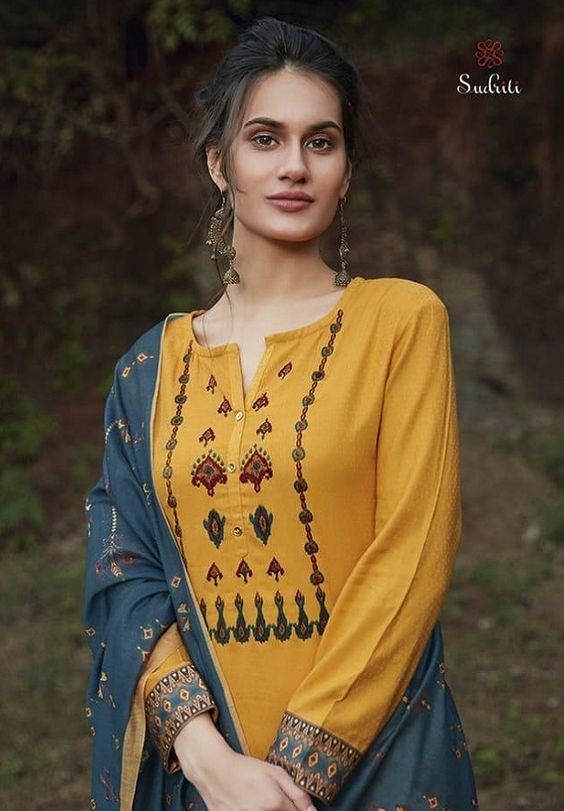 yellow classy kurti design