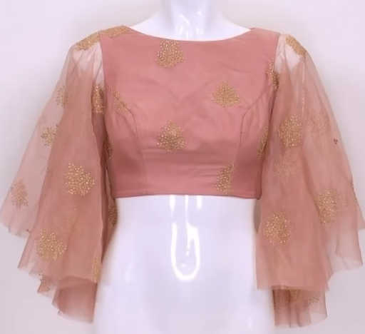 rose blouse with full sleeve net design