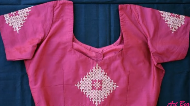 simple rose color saree blouse