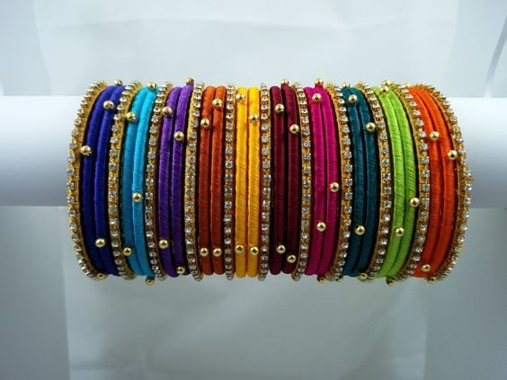 multi color simple Silk Thread Bangles