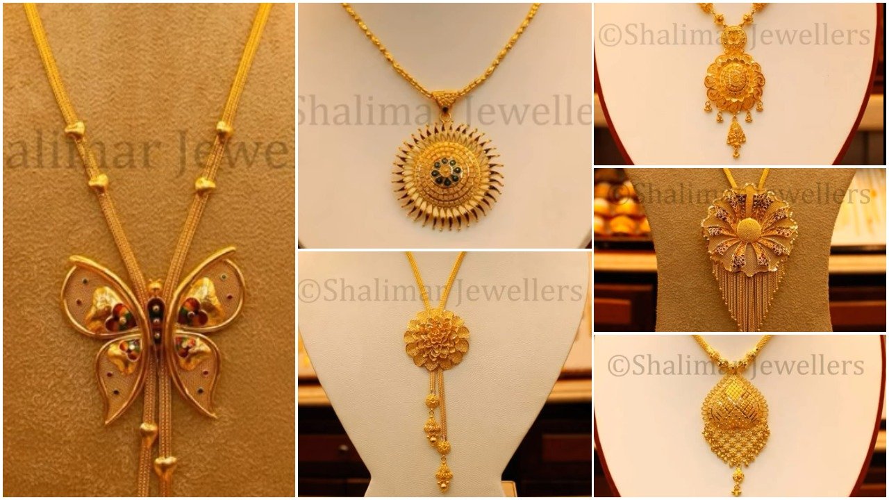 Gold Pendant Designs with Long and Short Chains