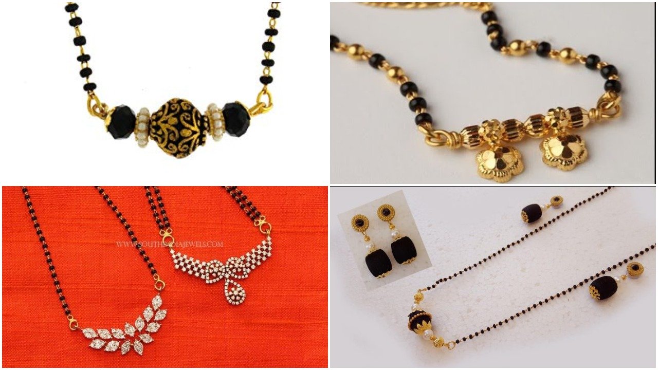 Latest Black Beads Work Mangalsutra Designs