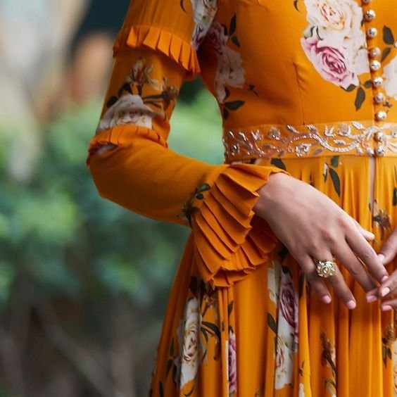 orange full sleeve with ruffles