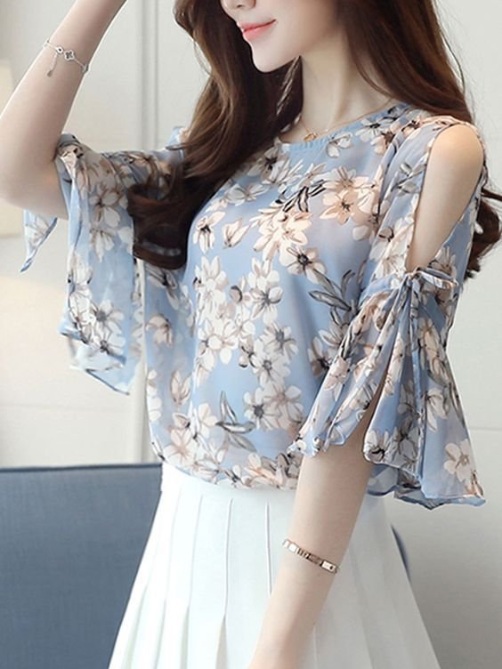 stylish short top with floral print