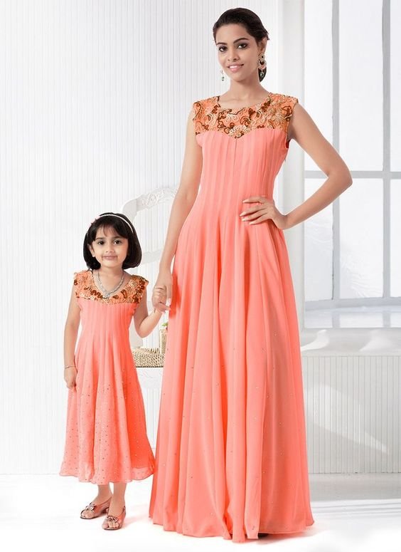 peach simple gown design