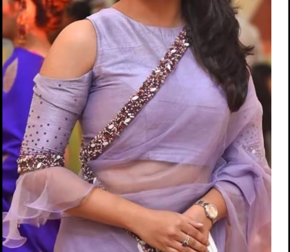 simple purple saree blouse