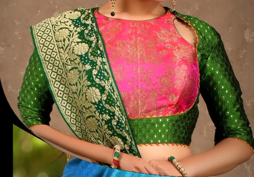 green silk saree blouse