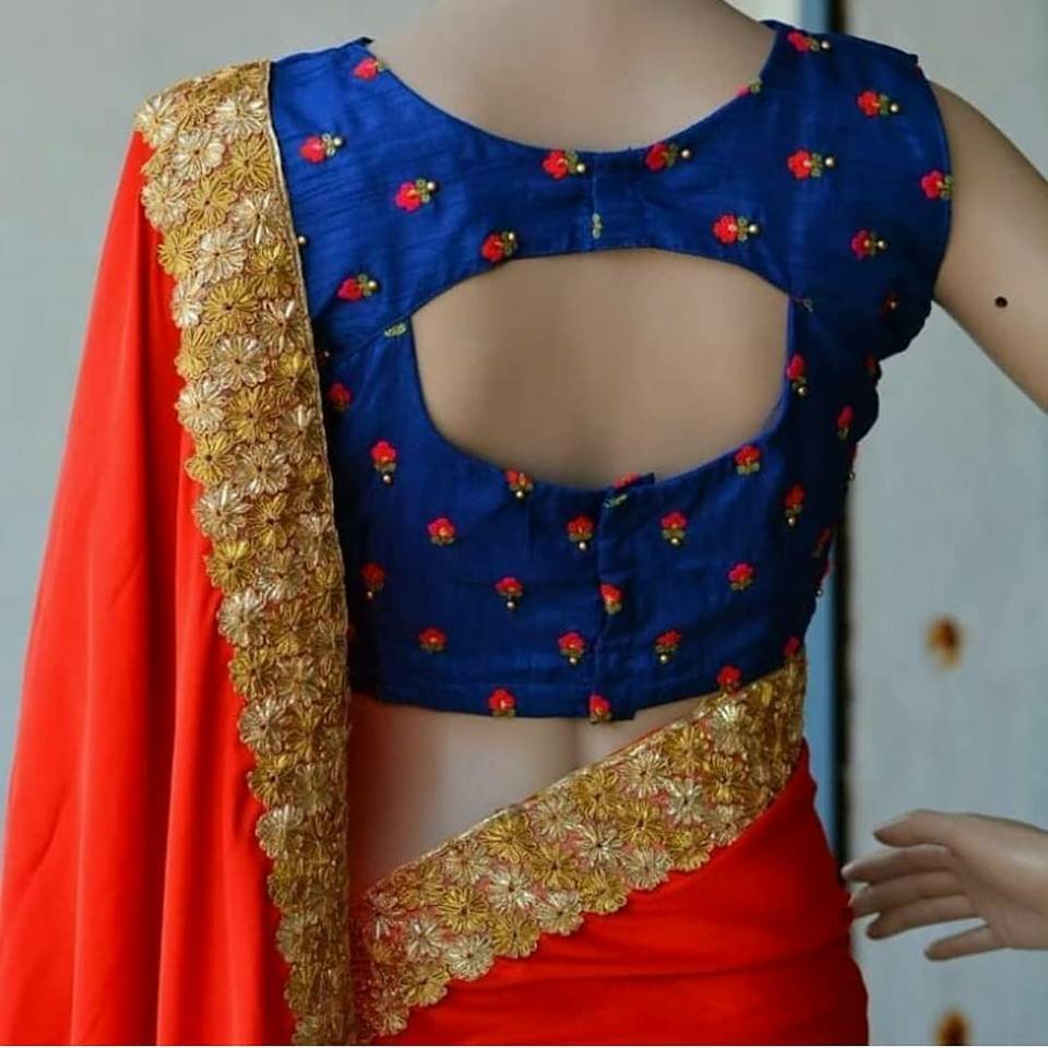 blue beautiful blouse design