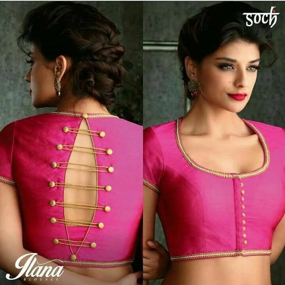 pink blouse with variety back design