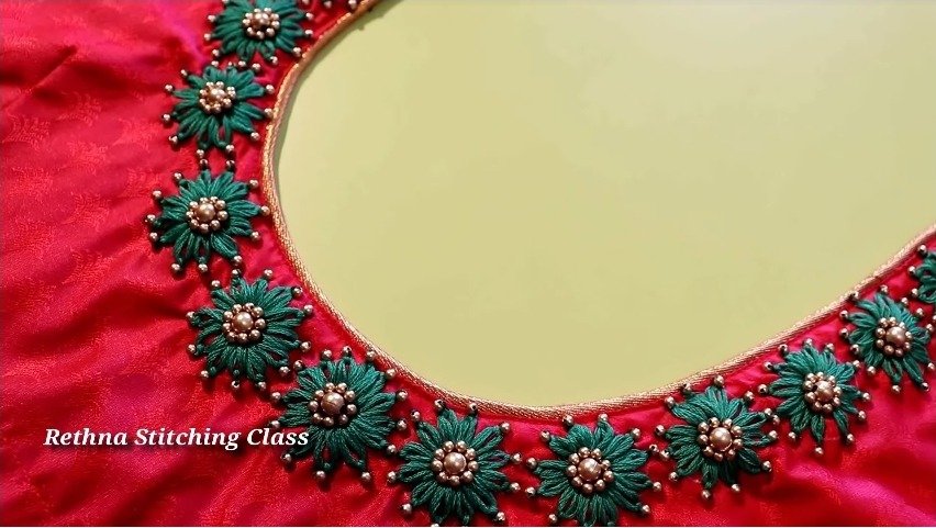 Hand Embroidery Neck Design for Silk Saree Blouse17