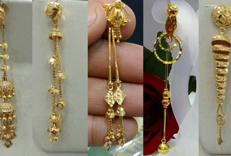 Light Weight Gold Dangling Earrings Designs