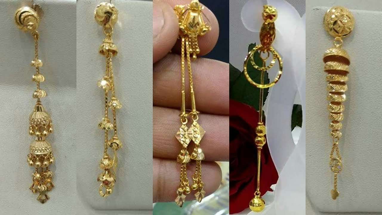 Light Weight Gold Dangling Earrings Designs1