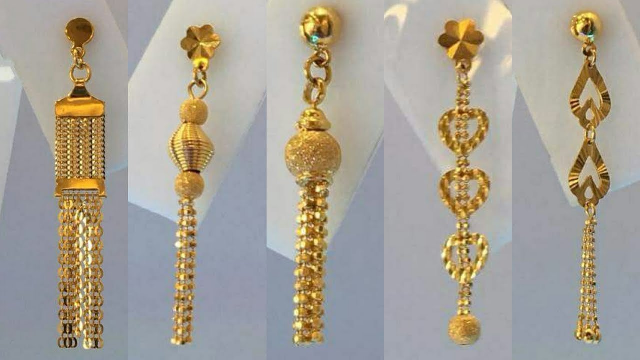 Light Weight Gold Dangling Earrings Designs2