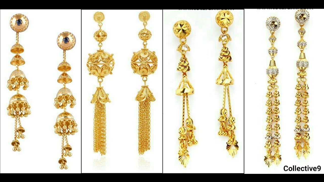 Light Weight Gold Dangling Earrings Designs4