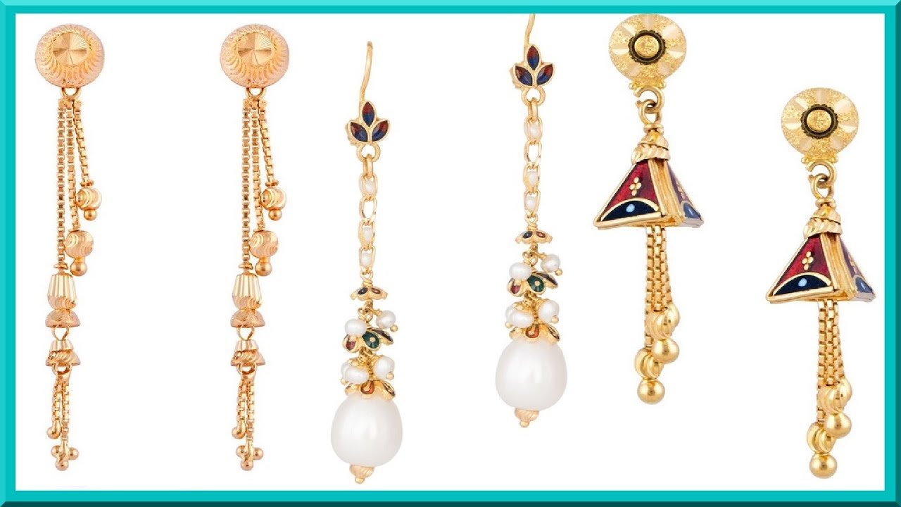 Light Weight Gold Dangling Earrings Designs5