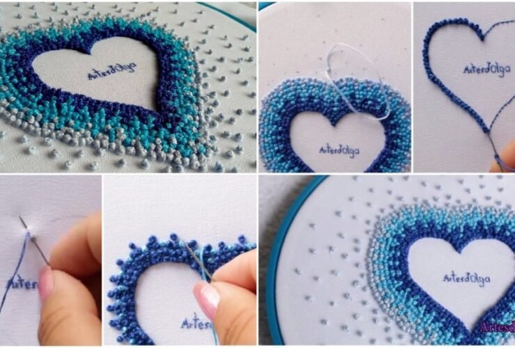 Hand Embroidery French Knot Heart
