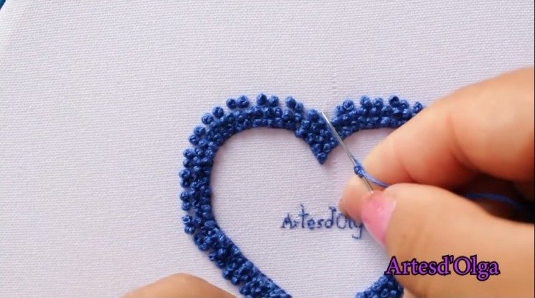 Hand Embroidery French Knot Heart15