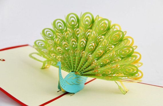 How to Make New Year Peacock Pop up Card1