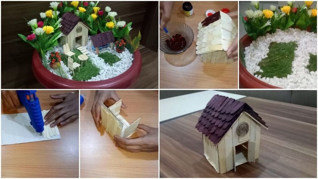 Miniature Fairy Garden from Ice-Cream Sticks