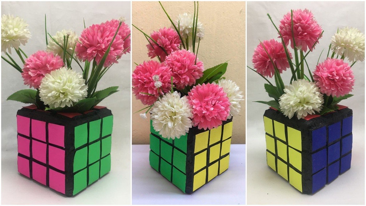 How to make Paper Flower Pot Very Easy 1