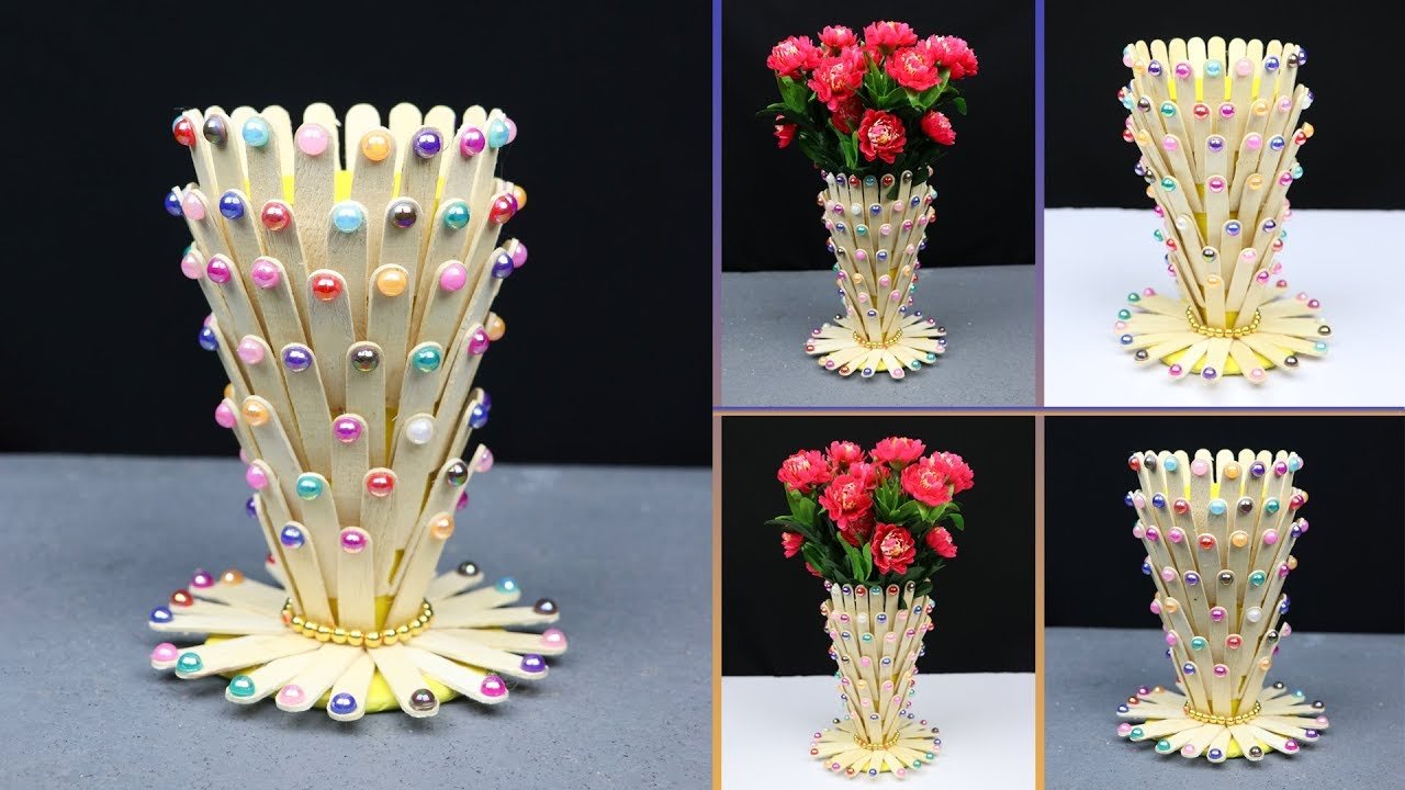 How to make Flower Vase with Popsicle Sticks 1