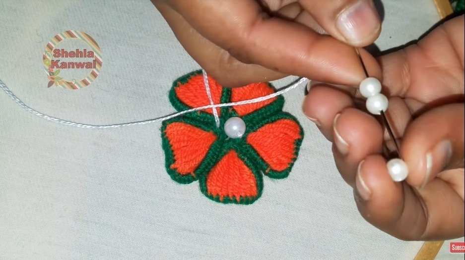 How to make Flower Embroidery Trick with Spatula 11