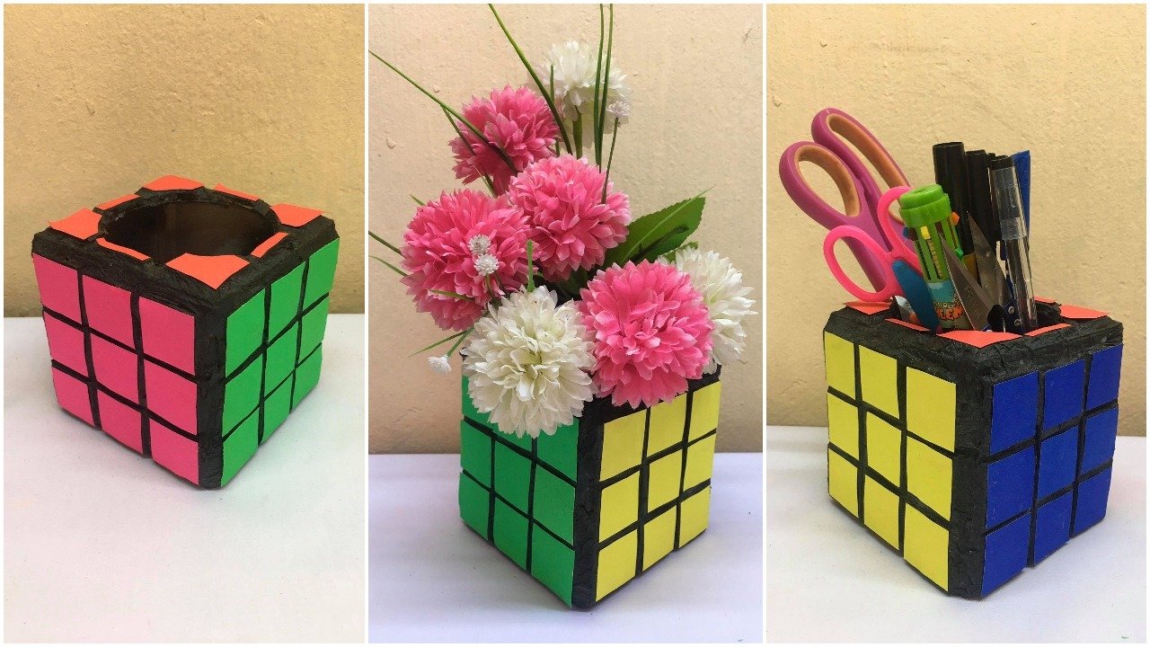 How to make Paper Flower Pot Very Easy 15