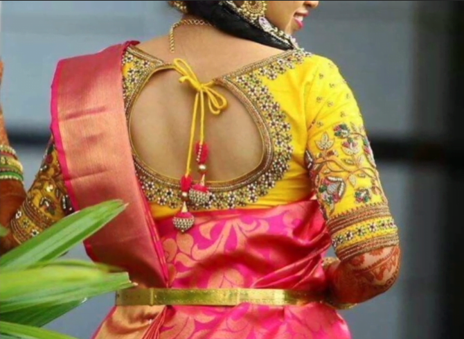 Top 10 Trending Yellow Blouse Designs for Traditional Look 9