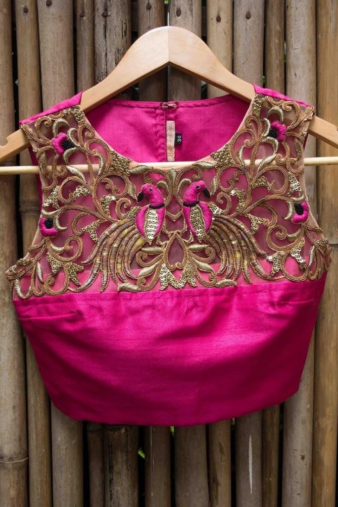 Blouse designs with brasso embroidery1