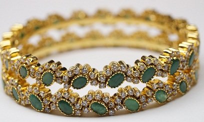 Gold Emerald Bangles