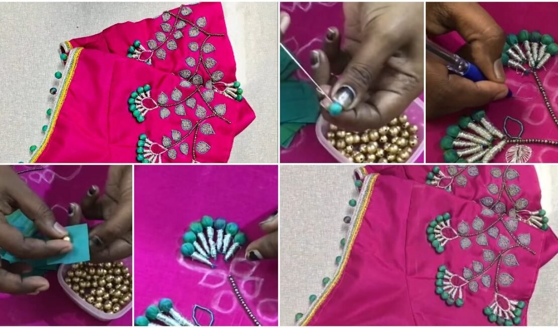 Potli Flower Embroidery for Blouse t1