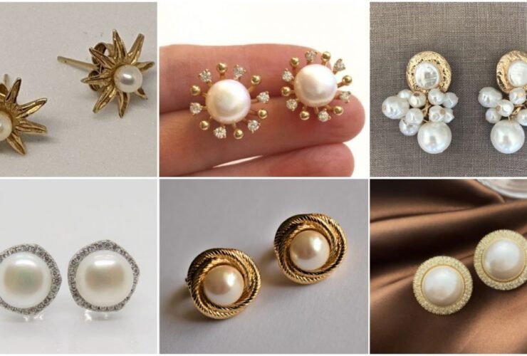 Simple Gold Pearl Drop Earrings t1