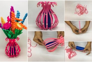 Make a Flower vase with Paper at Home t1