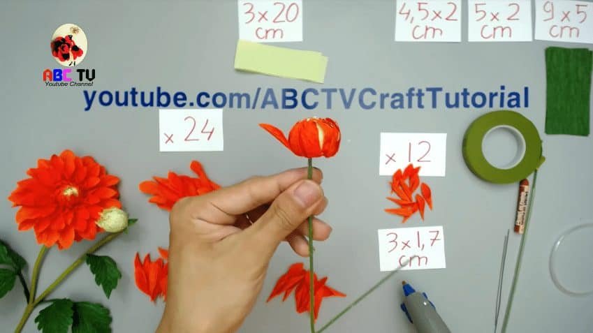 How to make Dahlia Paper Flower from Crepe Paper 10