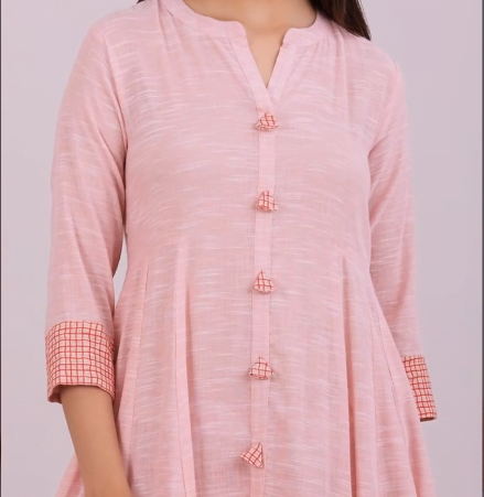 Pretty Button Neck Designs for Kurtis 11