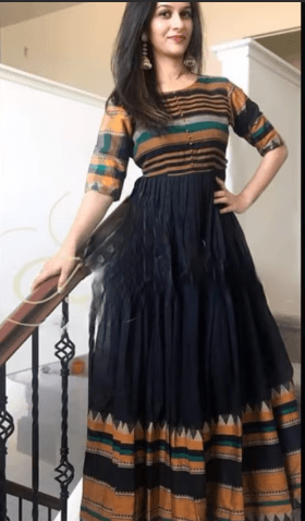 Convert Old Sari into Anarkali Dress Ideas 11
