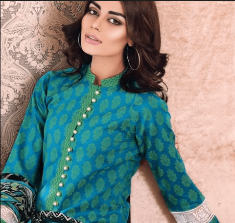 Pretty Button Neck Designs for Kurtis 12