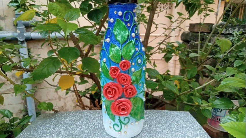 Waste Glass Bottle Decoration with Shilpkar Clay 2