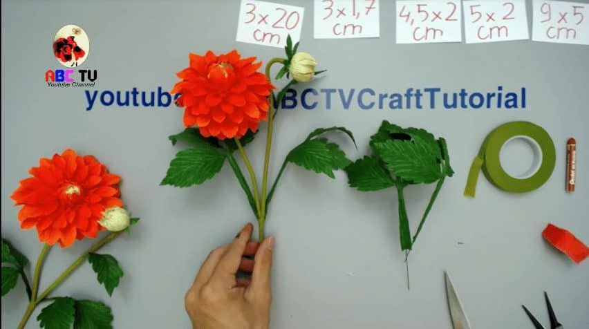 How to make Dahlia Paper Flower from Crepe Paper 21