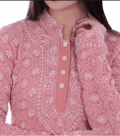 Pretty Button Neck Designs for Kurtis 22