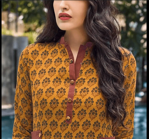 Pretty Button Neck Designs for Kurtis 24