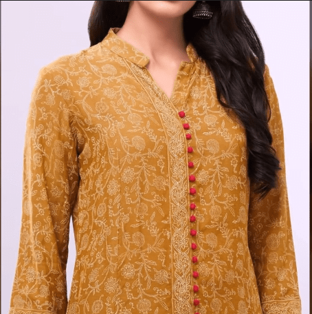 Pretty Button Neck Designs for Kurtis 25