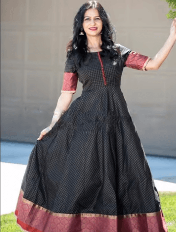 Convert Old Sari into Anarkali Dress Ideas 3