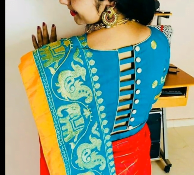 Top Beautiful Sari Blouse Design 8