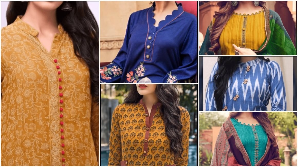 Pretty Button Neck Designs for Kurtis t1