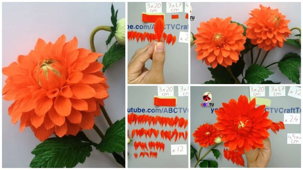 How to make Dahlia Paper Flower from Crepe Paper t1