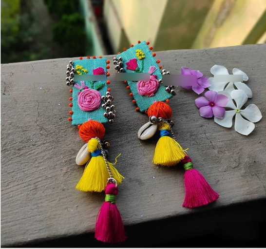 Multicolor Fabric Earrings 2